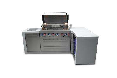 Mont Alpi 6 Burner Deluxe Island With 90 Degree Corner and a Fridge Cabinet - MAi805-D90FC