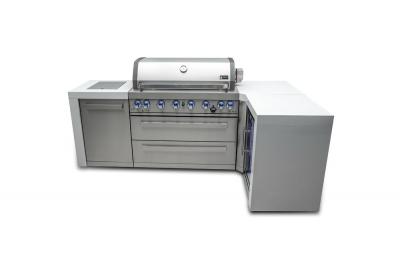 Mont Alpi 6 Burner Deluxe Island With 90 Degree Corner and a Fridge Cabinet - MAi805-D90FC