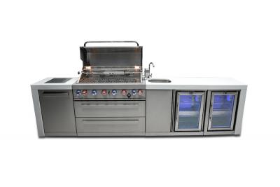 Mont Alpi  6 Burner Deluxe Island With a Beverage Center and Fridge Cabinet - MAi805-DBEVFC