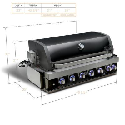 44" Mont Alpi Built-in 6 Burner Gas Grill in Black Stainless Steel - MABi805-BSS