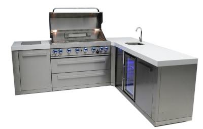 Mont Alpi 6 Burner Island with A 90-Degree Corner and Beverage Center - MAi805-90BEV