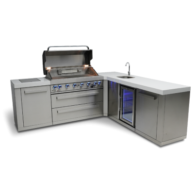 Mont Alpi 6 Burner Island with A 90-Degree Corner and Beverage Center - MAi805-90BEV