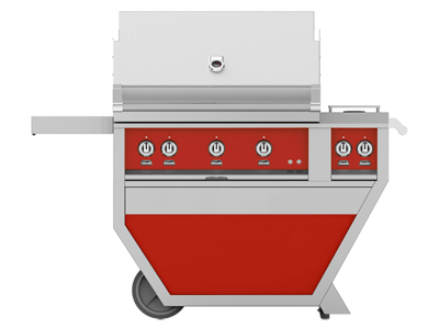 36" Hestan Outdoor Deluxe Liquide Propane Grill with Double Side Burner in Matador - GABR36CX2-LP-RD