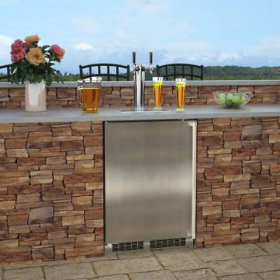 24" Marvel Outdoor 5.7 Cu. Ft. Built-in Dispenser for Beer Wine or Draft Beverages - MOKR124-SS31A