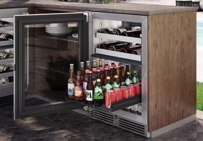 24" Perlick Outdoor Signature Series Left-Hinge Dual-Zone Wine Refrigerator in Stainless Steel Glass Door - HP24CO43L