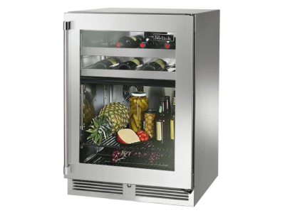 24" Perlick Outdoor Signature Series Right-Hinge Dual-Zone Wine Refrigerator in Stainless Steel Glass Door - HP24CO43RL