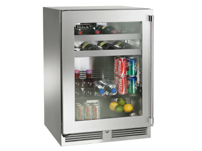 24" Perlick Outdoor Signature Series Left-Hinge Beverage Center in Stainless Steel Glass Door - HP24BO43L