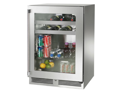 24" Perlick Outdoor Signature Series Left-Hinge Beverage Center in Stainless Steel Glass Door - HP24BO43R