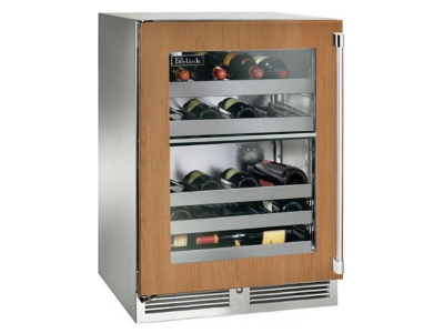 24" Perlick Outdoor Signature Series Left-Hinge Dual-Zone Wine Reserve in Panel Ready Glass Door - HP24DO44L