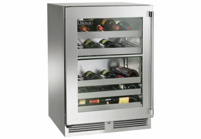 24" Perlick Signature Series Outdoor Built-In Dual Zone Wine Cooler - HP24DM41L