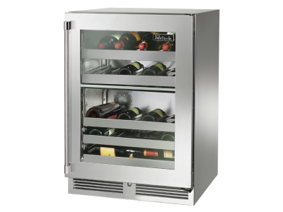 24" Perlick Signature Series Outdoor Built-In Dual Zone Wine Cooler - HP24DM43R