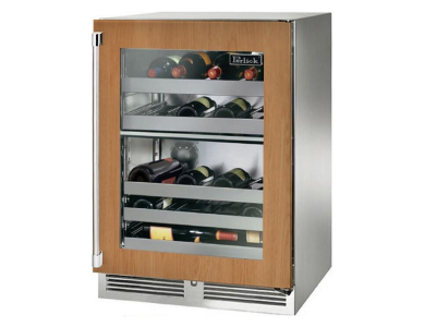 24" Perlick Signature Series Outdoor Built-In Dual Zone Wine Cooler - HP24DM44R