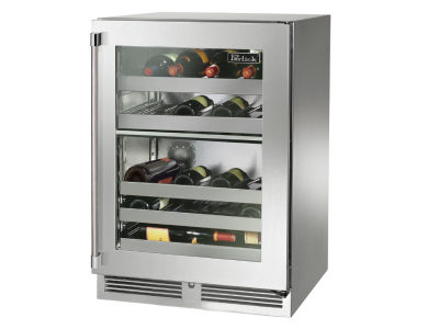 24" Perlick Signature Series Outdoor Built-In Dual Zone Wine Cooler - HP24DM43RL