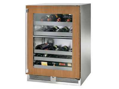 24" Perlick Signature Series Outdoor Built-In Dual Zone Wine Cooler - HP24DM44RL