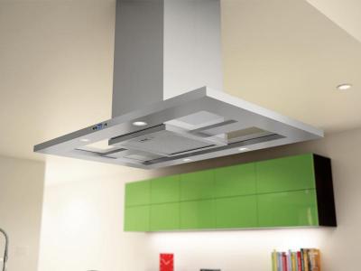 42" Modena Island-Mount Chimney Range Hood with 715 CFM Internal Blower  - ZMDE42AS