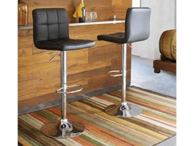 Signature Design by Ashley Bellatier Tall UPH Swivel Barstool(2/CN) D120-130 Black/Chrome Finish