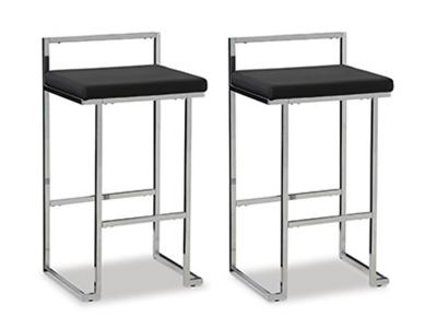 Signature Design by Ashley Madanere Tall UPH Stool (2/CN) D275-630 Black/Chrome Finish