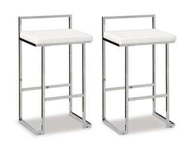 Signature Design by Ashley Madanere Tall UPH Stool (2/CN) D275-730 White/Chrome Finish