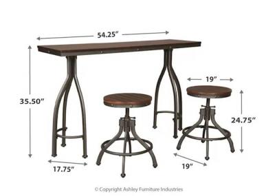 Signature Design by Ashley 3 Piece Bassello Dinette in Rustic Brown - D284-113