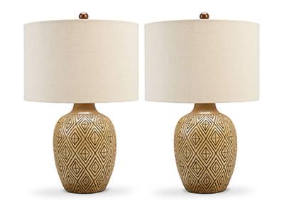 Signature Design by Ashley Jairgan Poly Table Lamp in Tan/Black - L243294