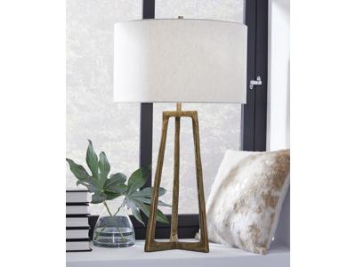 Signature Design by Ashley Wynlett Metal Table Lamp (1/CN) L208354 Antique Brass Finish