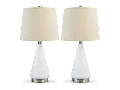 Signature Design by Ashley Ackson Ceramic Table Lamp L177954 White/Silver Finish