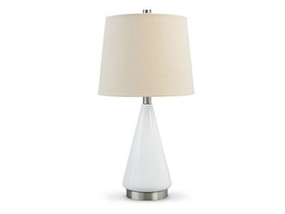 Signature Design by Ashley Ackson Ceramic Table Lamp L177954 White/Silver Finish