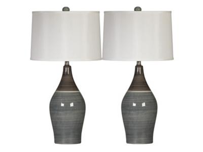 Signature Design by Ashley Niobe Ceramic Table Lamp in Multi Gray - L123884