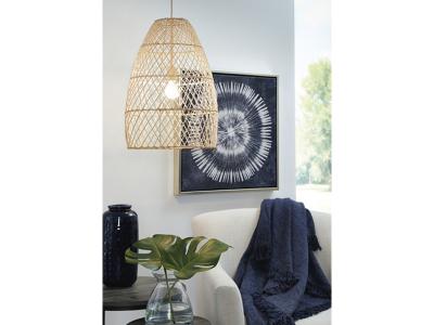 Signature Design by Ashley Calett Rattan Pendant Light (1/CN) L000348 Beige