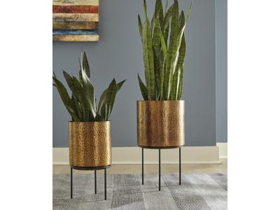 Signature Design by Ashley Donisha Planter Set (2/CN) A2000407 Antique Brass Finish