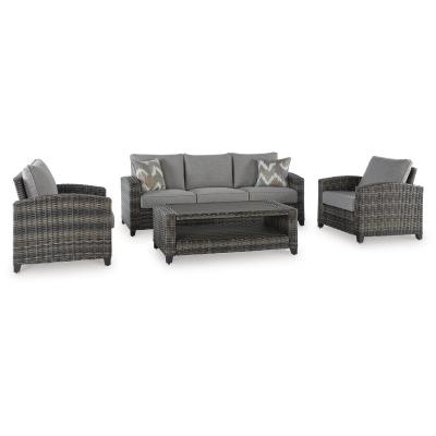 Signature Design by Ashley Oasis Court 4 Piece Outdoor Seating Set - P335-081