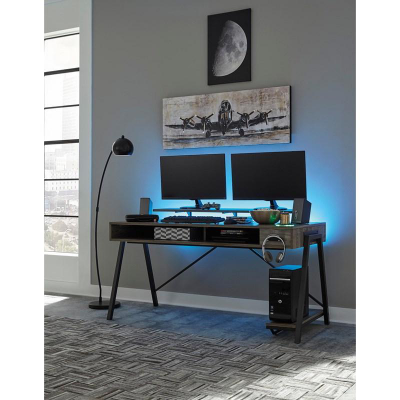 Signature by Ashley Gaming Desk/Barolli/Gunmetal H700-28