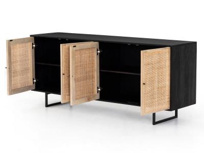 69" Corcoran Black Mango Sideboard with Cane Doors - BU-0812-BL