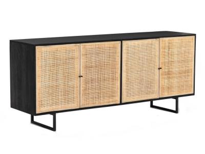 69" Corcoran Black Mango Sideboard with Cane Doors - BU-0812-BL