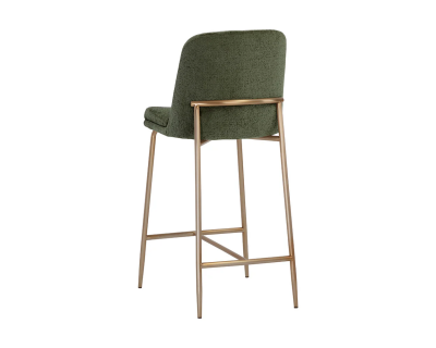 Sunpan Zeke Counter Stool Antique Brass in Bergen Olive - 109183