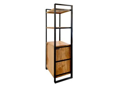 Corcoran Solid Mango Wood and Metal Industrial Bookcase - MAE-1926