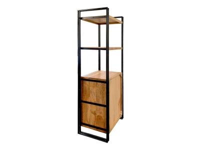 Corcoran Solid Mango Wood and Metal Industrial Bookcase - MAE-1926