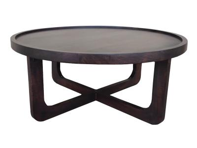 33" Corcoran Round Acacia Coffee Table in Dark Brown Mahogany - ZC-033-DB-R-BOI