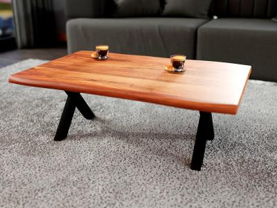 40" Corcoran Live Edge Coffee Table With Black X Legs - ZEN-COF1