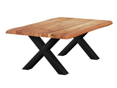 40" Corcoran Live Edge Coffee Table With Black X Legs - ZEN-COF1