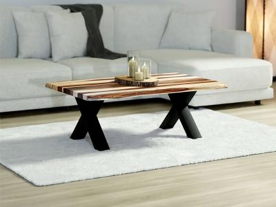 40" Corcoran Sheesham Coffee Table With Black X Legs - ZEN-COF2-SH