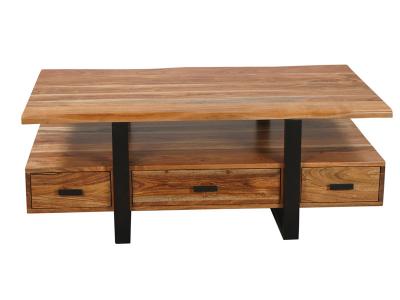 45" Corcoran Live Edge Coffee Table With Black Legs - ZC-045-AC