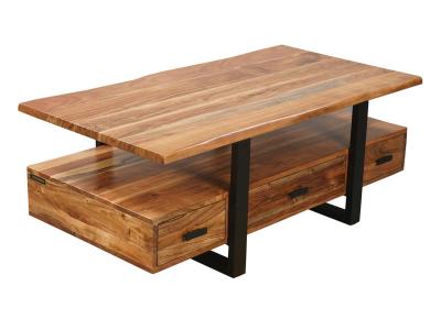 45" Corcoran Live Edge Coffee Table With Black Legs - ZC-045-AC