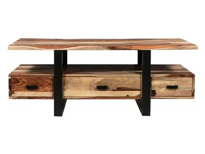 45" Corcoran Live Edge Coffee Table With Black Legs - ZC-045-SH