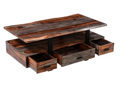 45" Corcoran Live Edge Coffee Table With Black Legs - ZC-045-SG