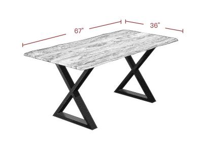 67" Corcoran Live Edge Grey Sheesham Dining Table - ZEN-13-SHG