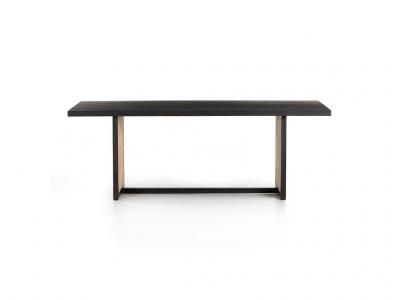 84'' Corcoran Straight Edge Black Mango Dining Table with Cane Legs - ZEN-31-MB