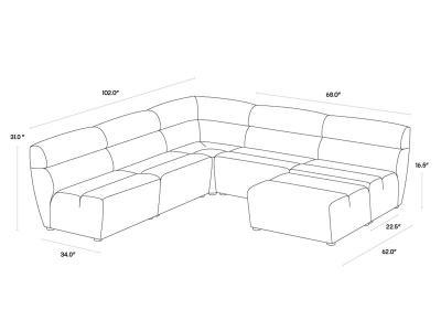 Sunpan Cornell Modular Armless Chair In Polo Club Stone - 103826