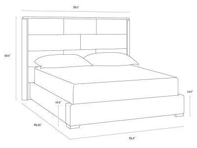 Sunpan Clara King Size Bed in Ernst Silverstone - 110094