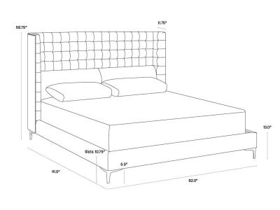 Sunpan Cairo King Size Bed in Antonio Porcelain - 105562